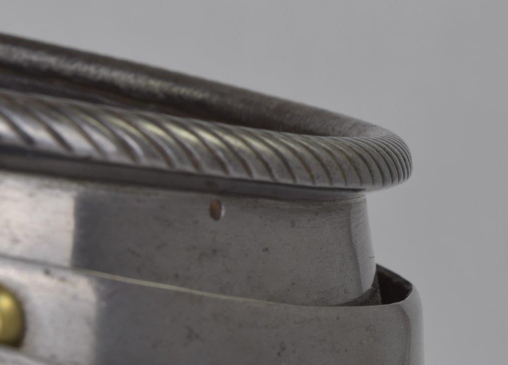 gorget details showing the uppper plate, roll, hinges and pins